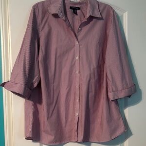 Lands' End Pink and White Striped Shirt